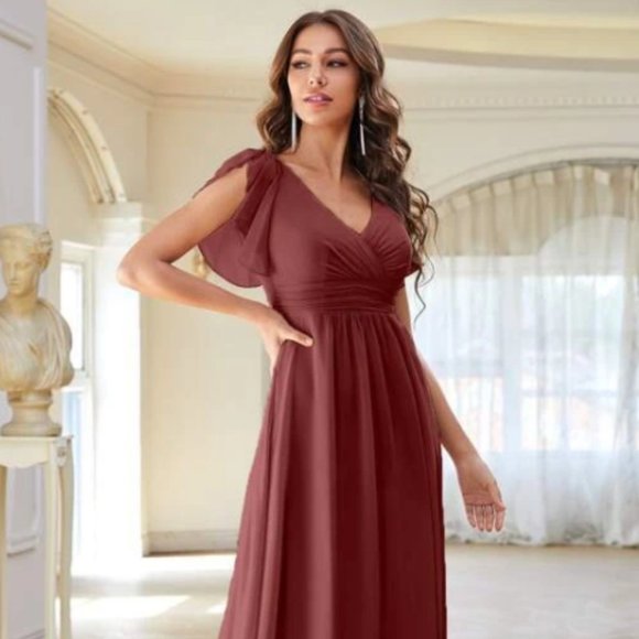 SHEIN Floor Length Redwood Desert Rose Dress - Picture 1 of 6
